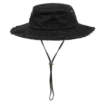 Washed Solano Cotton Black Bucket Hat - VON DUTCH Reference : 23621| Chapellerie Traclet