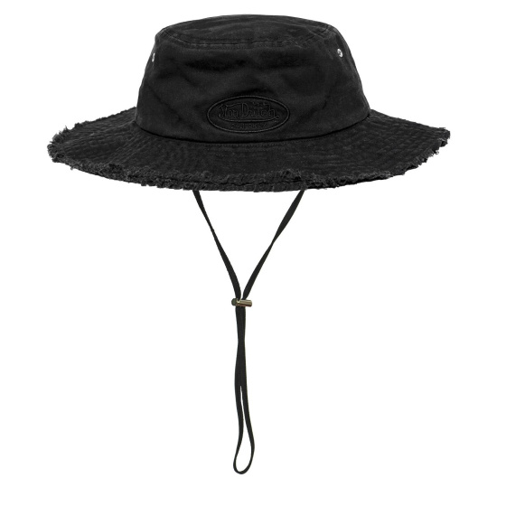 Washed Solano Cotton Black Bucket Hat - VON DUTCH