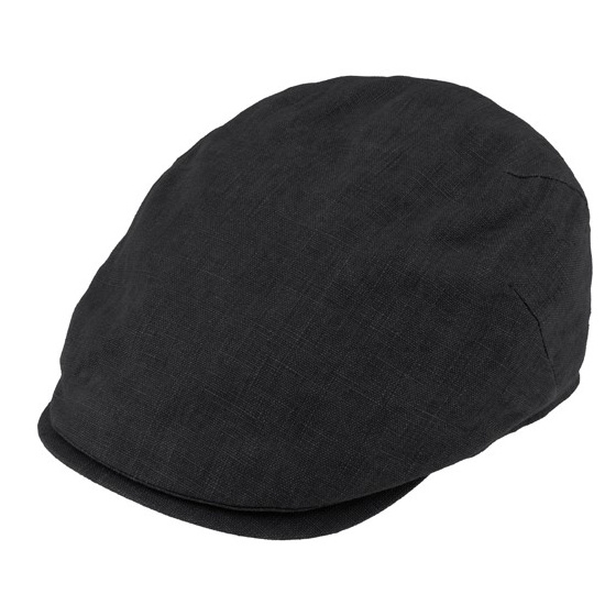 Valerio Black Linen Flat Cap - Traclet
