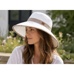 XXL Summer Capeline White & Old Rose UPF 50+ - Soway
