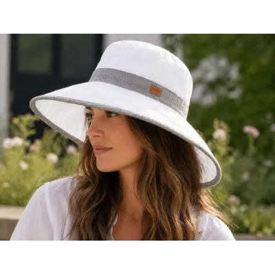 XXL Summer Capeline White & Mouse Grey UPF 50+ - Soway Reference: 23648| Chapellerie Traclet