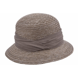 Calvi Taupe Straw Cloche Hat - Seeberger