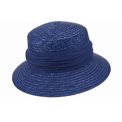 Lilwenn Blue Straw Cloche Hat - Seeberger Reference: 5202 | Chapellerie Traclet