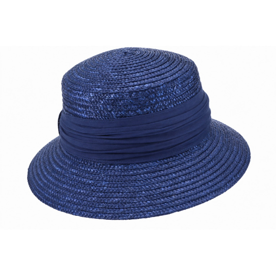Cloche Hat Lilwenn Natural Straw Blue - Seeberger