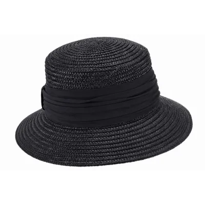 Lilwenn Straw Cloche Hat Black - Seeberger Reference: 23686| Chapellerie Traclet