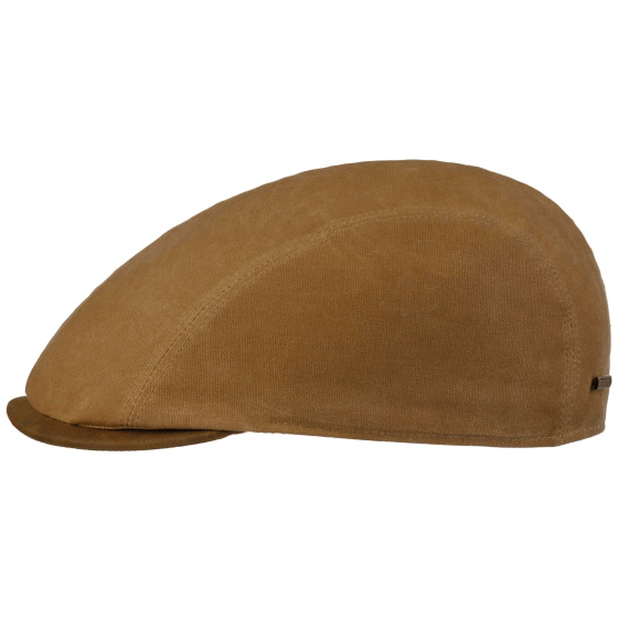 Olbia Waxed Beige Flat Cap - Stetson