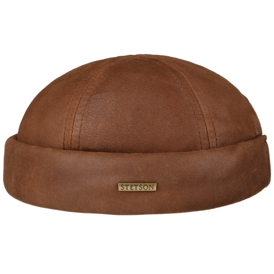 Bonnet Catane Docker Cuir Camel - Stetson