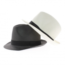chapeau paille - chapeau raguse  noir et blanc