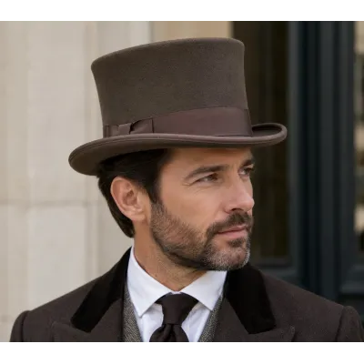Chapeau Haut De Forme Mauro Feutre Marron - Traclet