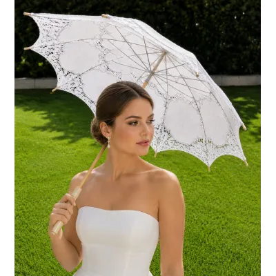 Ombrelle Blanche Lyna Dentelle Coton - Traclet