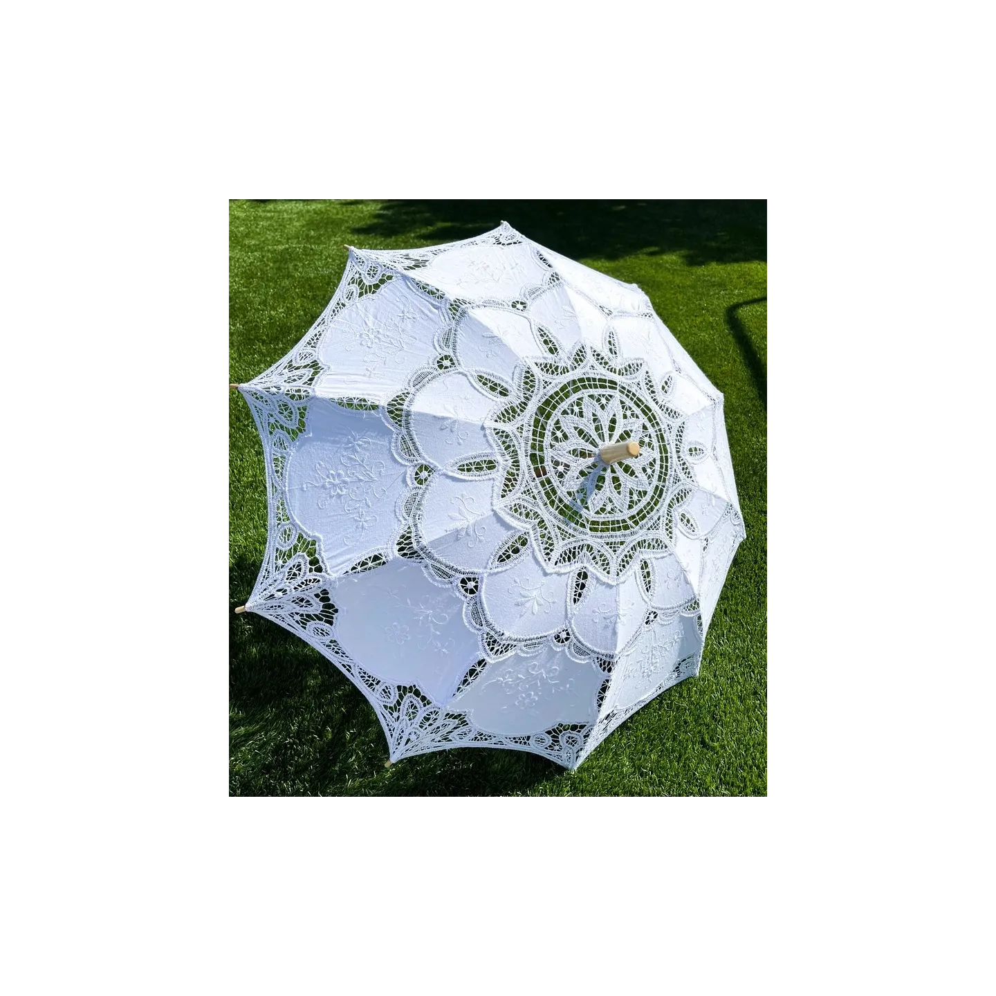 Lyna White Cotton Lace Parasol - Traclet Reference : 23728| Chapellerie Traclet