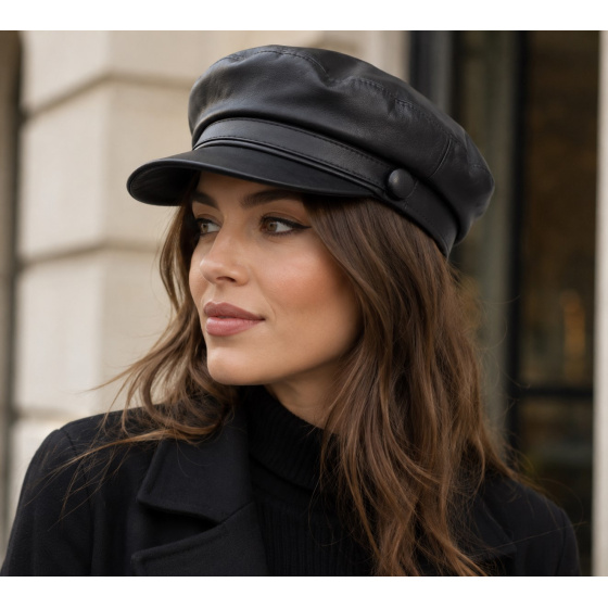 Stewart Marin Black Leather Cap - Traclet