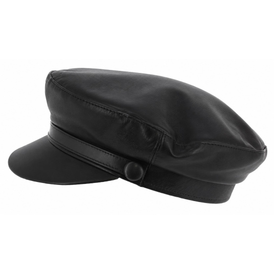 Stewart Marin Black Leather Cap - Traclet