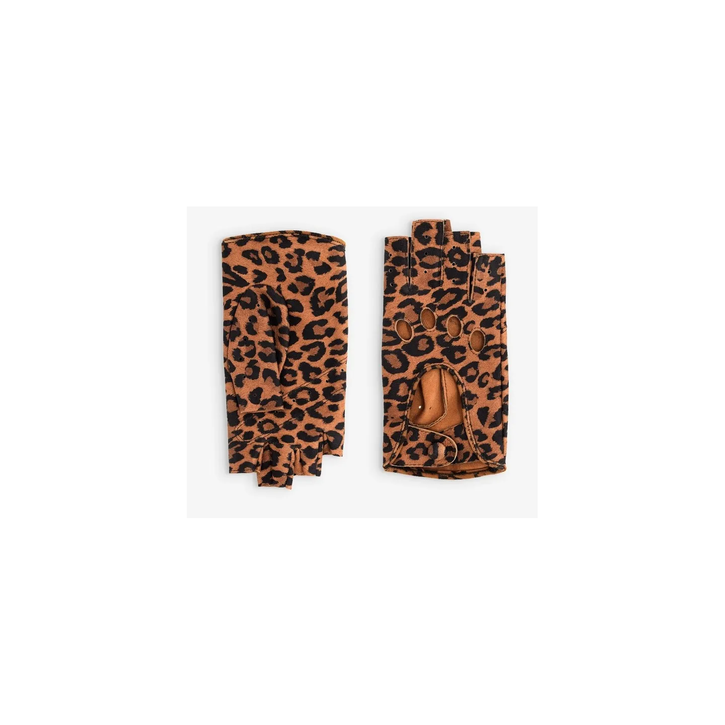 Leopard Leather Driving Mittens / Gloves - Traclet Reference: 23745| Chapellerie Traclet