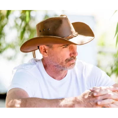 Chapeau Traveller Hollywood Cuir Camel - American Hat Makers