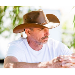 Chapeau Traveller Hollywood Cuir Camel - American Hat Makers