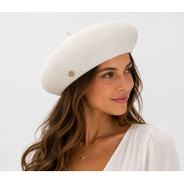 Béret Audrey Paille Papier Blanc - Traclet