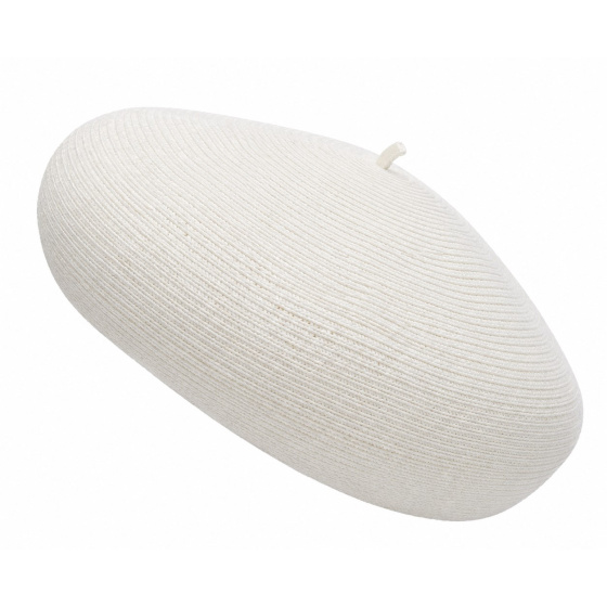 Audrey White Paper Straw Beret - Traclet
