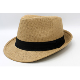 Trilby Groove Paper Straw Camel Hat - Traclet