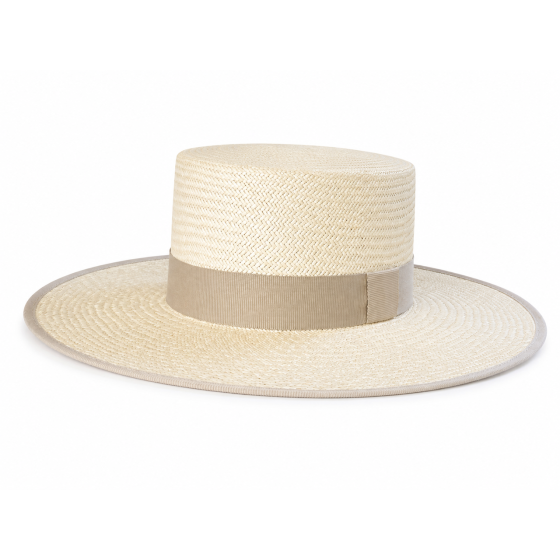 Chapeau cordobes panama ruban beige