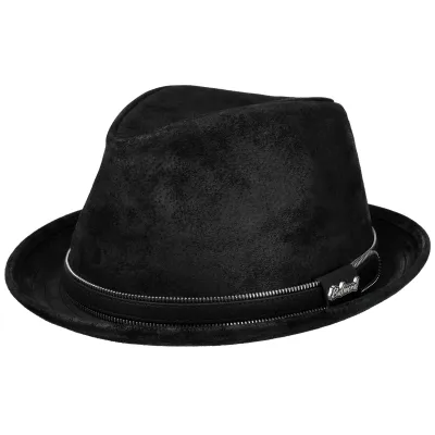 Balmoral Black Leather Trilby Hat Reference: 23811| Chapellerie Traclet
