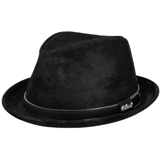 Balmoral Black Leather Trilby Hat