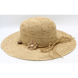 Marguerite Natural Raffia Wide-Brim Hat - Traclet