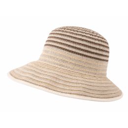 Chapeau cloche marron et beige