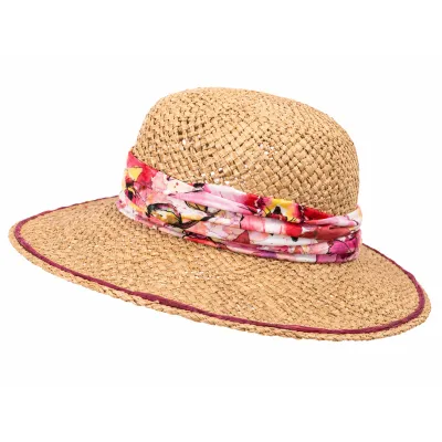 Chapeau cloche femme ruban floral