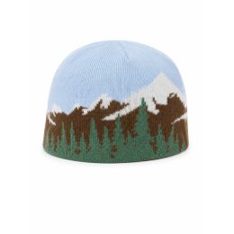 Bonnet en maille motif montagne bleu glace