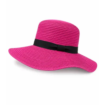 Chapeau Capeline Rhodes Paille Papier Fuchsia - Traclet