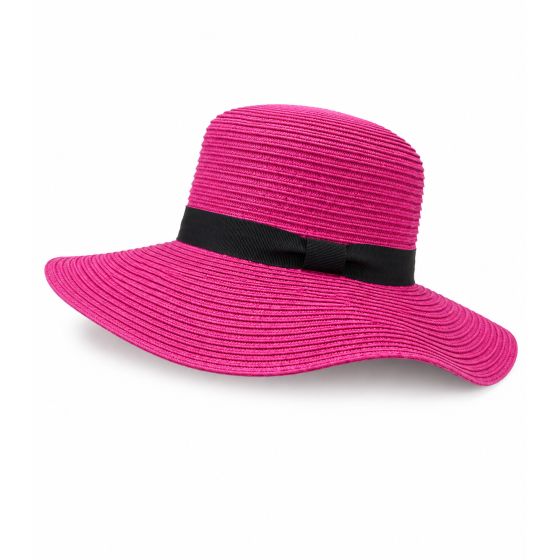 Chapeau Capeline Rhodes Paille Papier Fuchsia - Traclet