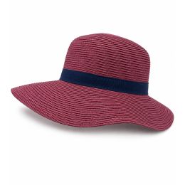 Hat Capeline Rhodes Paper Straw Raspberry Navy - Traclet