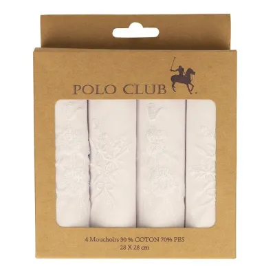 Coffret Élégance Florale 4 Mouchoirs Blancs -Ref 24032 chapellerie traclet