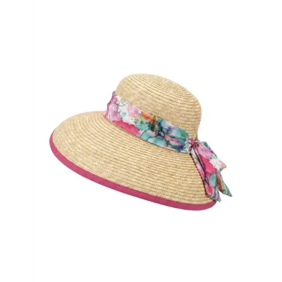 Chapeau cloche en paille avec ruban multicolore