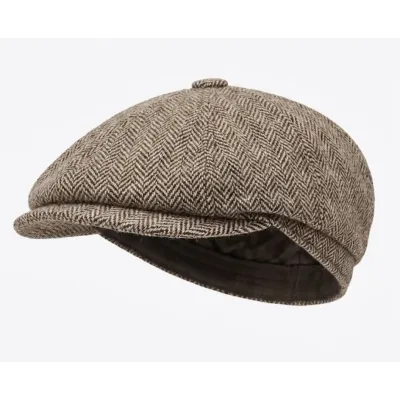 Casquette plate 8 cotes marrone
