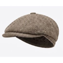 Casquette plate 8 cotes marrone