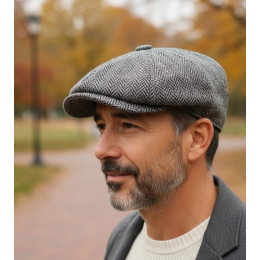 Casquette Plate Montmartre Harris Tweed Grise - Flechet