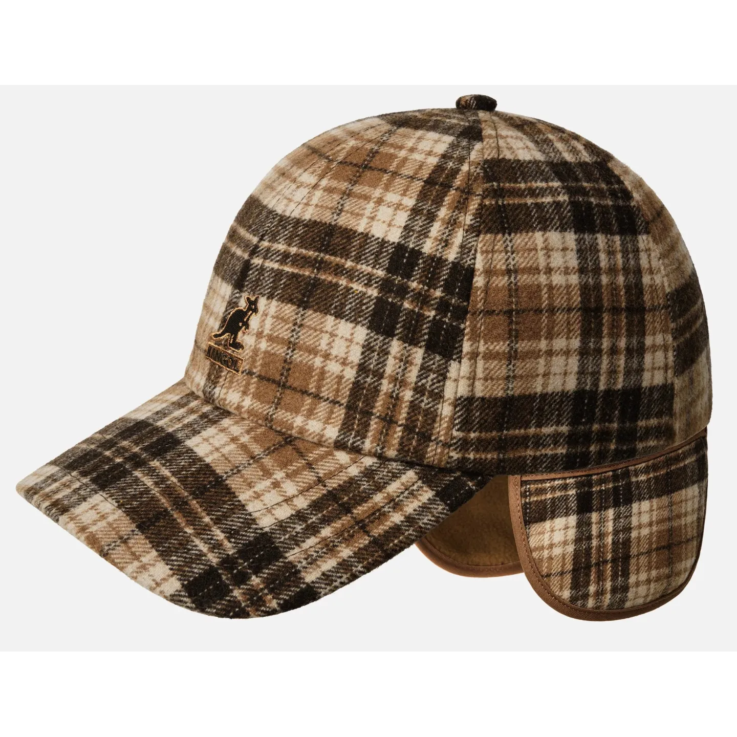 Plaid Cap with Ear Flaps Beige - Kangol ref 24431 chapellerie traclet