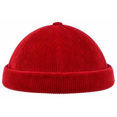 Bonnet Docker Malo Velours Côtelé Rouge – Traclet  Reference : 24476| Chapellerie Traclet