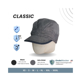 Grey Classic Model Anti-EMF Cap Organic Cotton Made In France