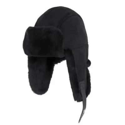 Nansen Black Leather Ushanka - Traclet | Reference: 24493 | Chapellerie Traclet