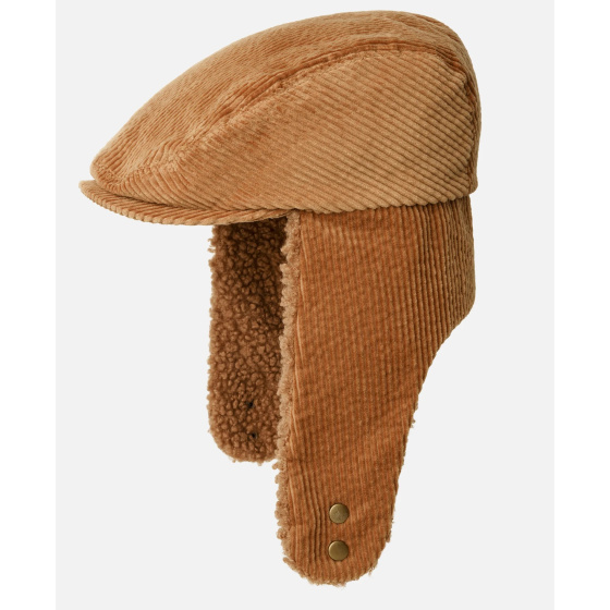 Cozy Bugatti Flat Cap with Ear Flaps Camel - Kangol