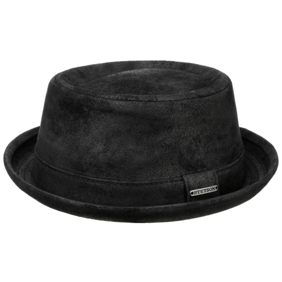 Chapeau Pork Pie Cuir Portland NOIR - STETSON