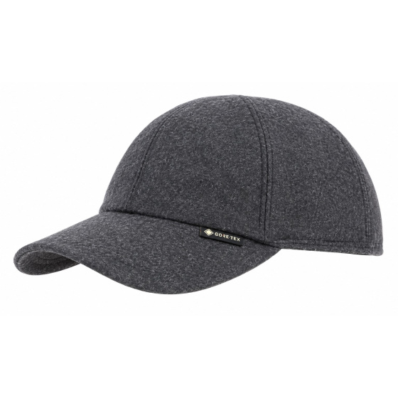 Monaco Gore-Tex Wool Cap with Ear Flaps in Anthracite - Gottmann