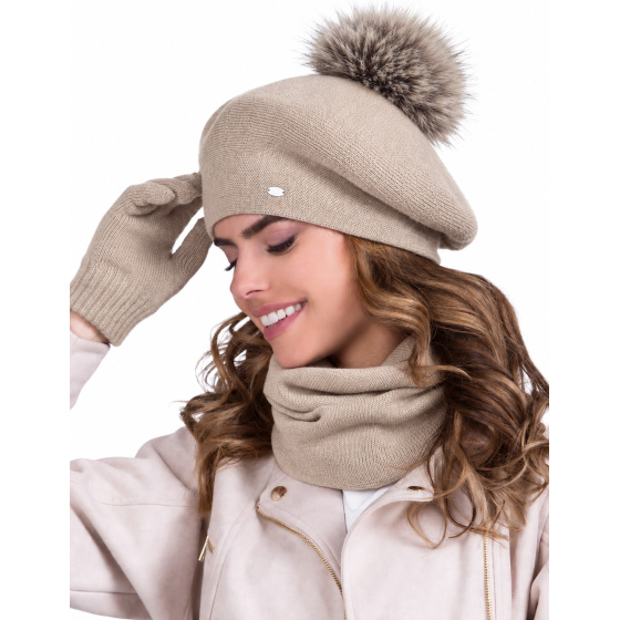 Béret Femme Bella à Pompon Beige - Traclet