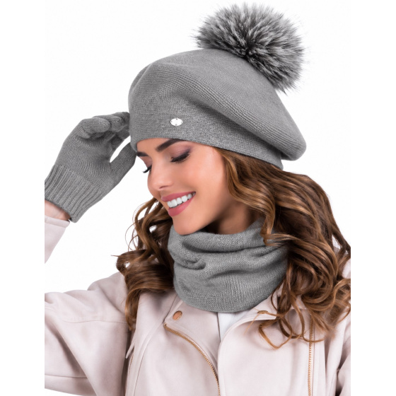 Béret Femme Bella à Pompon Gris - Traclet