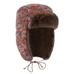 Leaves Heather Brown Wool Bomber Trapper Hat - Traclet