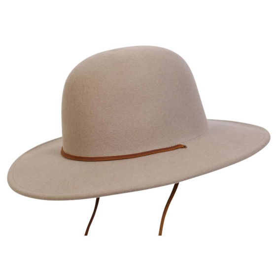 Cheyenne Beige Wool Felt Wide-Brim Hat - Traclet