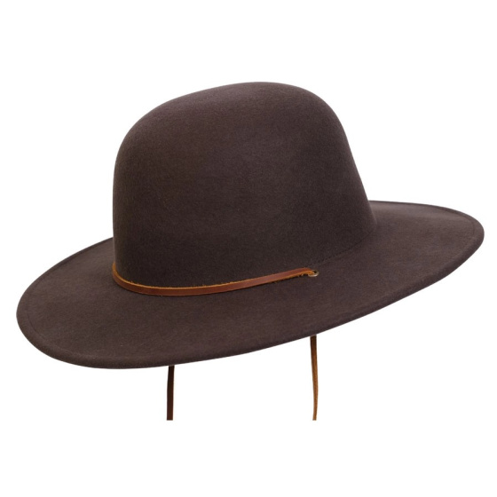 Cheyenne Brown Wool Felt Wide-Brim Hat - Traclet
